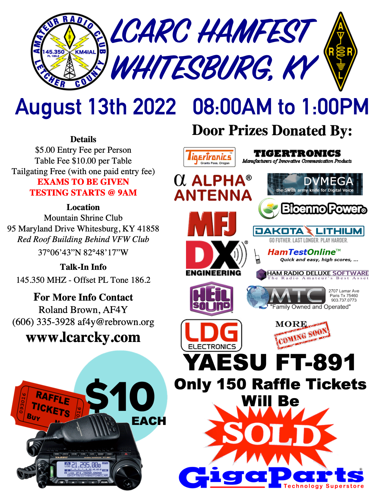 2022 Hamfest Flyer Letcher County Amateur Radio Club